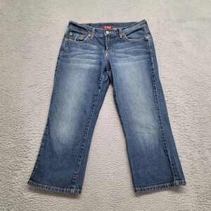 Lucky Brand Jeans Womens 6/28 Blue Denim Classic Fit Crop‎ Embroidered Pocket